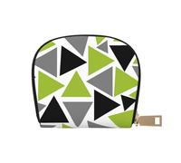 YWSOTRE Triangoli casuali verde lime grigio nero su bianco, Custodia per carte in pelle PU Elegante porta carte di credito Porta carte di credito