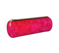 YWSOTRE Triangolo geometrico fucsia, Astuccio portapenne cilindrico Astuccio portapenne in pelle portatile con astuccio cosmetico con cerniera