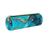 YWSOTRE Turbinii astratti alla moda dell'oro dell'alzavola, Astuccio portapenne cilindrico Astuccio portapenne in pelle portatile con astuccio cosmetico con cerniera