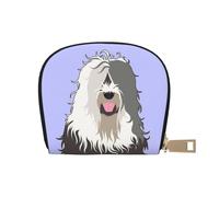 YWSOTRE Vecchio cane pastore inglese, Custodia per carte in pelle PU Elegante porta carte di credito Porta carte di credito