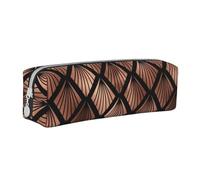 YWSOTRE Ventagli Art Déco in oro rosa su nero, Astuccio per matite Astuccio per penne Astuccio per matite in pelle portatile con astuccio cosmetico con cerniera