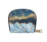 YWSOTRE Vernice astratta marmo blu glitter oro, Custodia per carte in pelle PU Elegante porta carte di credito Porta carte di credito