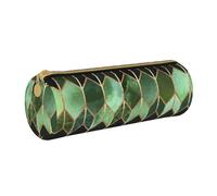 YWSOTRE Vetrata verde, Astuccio portapenne cilindrico Astuccio portapenne in pelle portatile con astuccio cosmetico con cerniera