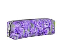 YWSOTRE Viola lavanda stampato, Astuccio per matite Astuccio per penne Astuccio per matite in pelle portatile con astuccio cosmetico con cerniera