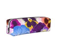 YWSOTRE Viole del pensiero, Astuccio per matite Astuccio per penne Astuccio per matite in pelle portatile con astuccio cosmetico con cerniera