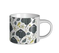 YWSOTRE Vita marina Stingray, Tazza in ceramica di grande capacità, tazza da tè, tazza da caffè 450 ml
