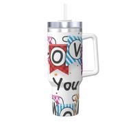 YWSOTRE Voglio bene alla tua mamma,Tazza Ice Bully da 40 oz con manico, in acciaio inossidabile, con borraccia