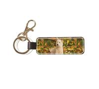 YWSOTRE Westie Autumn West Highland White Terrier Cani, Portachiavi in pelle PU, portachiavi con anello portachiavi, organizer, 1 pz
