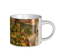YWSOTRE Westie Autumn West Highland White Terrier Cani, Tazza in ceramica di grande capacità, tazza da tè, tazza da caffè 450 ml