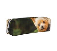 YWSOTRE Yorkshire Terrier Bokeh Cani carini Yorkie da parete, Astuccio per matite Astuccio per penne Astuccio per matite in pelle portatile con astuccio cosmetico con cerniera