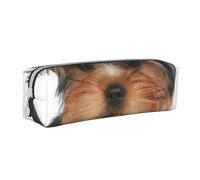 YWSOTRE Yorkshire Terrier si trova su bianco, Astuccio per matite Astuccio per penne Astuccio per matite in pelle portatile con astuccio cosmetico con cerniera