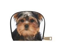 YWSOTRE Yorkshire Terrier si trova su bianco, Custodia per carte in pelle PU Elegante porta carte di credito Porta carte di credito