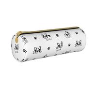 YWSOTRE Zampa del bulldog francese, Astuccio portapenne cilindrico Astuccio portapenne in pelle portatile con astuccio cosmetico con cerniera