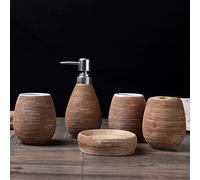 YWXG Manuale Creativo Ceramica Europea in Stile 5pc Set di Accessori per Il Bagno Portaspazzolino Distributore di Sapone Portasapone Tazza di risciacquo Set di Accessori da Bagno Completo