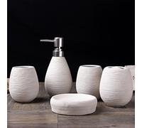 YWXG Manuale Creativo Ceramica Europea in Stile 5pc Set di Accessori per Il Bagno Portaspazzolino Distributore di Sapone Portasapone Tazza di risciacquo Set di Accessori da Bagno Completo