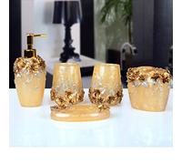 YWXG Set da Bagno in Stile Europeo in Resina Stile Fattoria Bagno 5 Pezzi Dispenser Sapone da Bagno Porta spazzolino Porta Sapone Set di Accessori da Bagno Completo Sapone Portasapone Rinse Cup