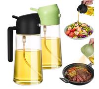 YWYWVVS Dispenser di olio per cucina, dispenser di olio 2 in 1 e spruzzatore per olio, spruzzatore per olio da 470 ml per cucinare, flacone spray per olio alimentare (nero e verde)