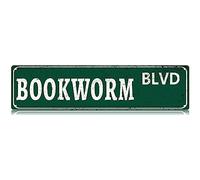 YWZQWJBC Bookworm BLVD Stays At The Cabin Metal Street Targa in latta vintage sottile 40,6 x 10,2 cm casa fattoria garage interno esterno regalo, GuiXS20