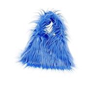 YXADGML Borsa Di Peluche Tote Borse a tracolla da donna in pelliccia sintetica moda in peluche Tote di lusso Borsa invernale morbida e calda(Blue)