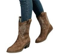 YXADGML Camperos Texani Donna Stivali da Donna Scarpe Casual alla Moda for Donna Tacchi Alti Stile Strano Stivali a Punta di Colore Solido(Brown,41)