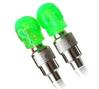 YXADGML Luci per Bicicletta 2 Pezzi/Set Luce Ruota Bici Tappo valvola Pneumatico Lampada al Neon Impermeabile Tappo valvola Ruota Pneumatico Flash luci di Avvertimento pratiche Bicicletta(SkullGreen)