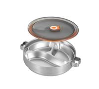 YXADGML Piani In Acciaio Inox Vassoio diviso in acciaio inossidabile con coperchio, contenitore for pranzo, piatto for alimenti for mensa scolastica, 3 griglie(With Handle)