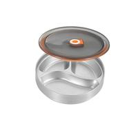 YXADGML Piani In Acciaio Inox Vassoio diviso in acciaio inossidabile con coperchio, contenitore for pranzo, piatto for alimenti for mensa scolastica, 3 griglie(No Handle)