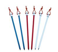 YXADGML Picchetti per Tende 6 pz 23 cm 9 Pollici baldacchino in Alluminio picchetti da Giardino picchetti da Terra chiodo Resistente con Cavo Riflettente for Amaca da Campeggio(Blue Red Silver)
