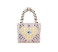 YXADGML Pochette Di Perline Borsa a mano con perline intrecciate a mano a forma di cuore colorato, dal design di nicchia, adatta ai portafogli delle donne alle feste da ballo