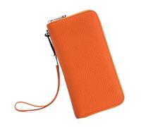 YXADGML Portafoglio Donna Portafoglio da donna in pelle con funzione di lusso, design lungo con cerniera, borse a mano, borse for carte, borsa alla moda femminile(Orange)