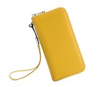 YXADGML Portafoglio Donna Portafoglio da donna in pelle con funzione di lusso, design lungo con cerniera, borse a mano, borse for carte, borsa alla moda femminile(Yellow)