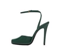 YXADGML Sandali Donna Con Tacco Punta quadrata con fibbia dritta a bocca di pesce piccola con sandali sottili in pelle verniciata con tacco alto con cinturini da donna(Green,44)