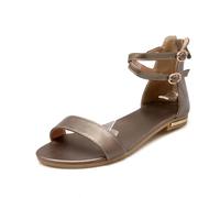YXADGML Sandali Donna Estive Sandali estivi da donna, grandi dimensioni, in vera pelle, dorati, scarpe basse casual da spiaggia, da gladiatore, infradito da donna comode(Champagne,36)
