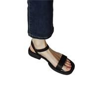 YXADGML Sandali Donna Sandali estivi da donna con tacco basso, semplici, concise, casual, da esterno(Black,40)