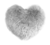 YXADGML Soft Fluffy Long Plush Heart Shaped Pillow Love Throw Decorative Sofa Living Room Back Cushion Comfortable Pink Pillows(Grey 40x45cm)