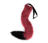 YXBOMG Coda di volpe da 66 cm, coda di lupo lunga in peluche, morbida e soffice, per Halloween, giochi di ruolo e feste, rosso e nero., Medium