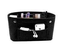 YXBQueen Organizzatore di borsa nero - Organizzatore per borsa a mano, borsa interna per iPad Mini, cosmetici, portafogli, profumo, telefono, chiavi