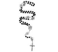 YXBZKGDCNG Rosario della Madonna di Lourdes con perline nere, preghiera devozionale mariana cattolica, ottimo regalo religioso per prima comunione e cresima, in metallo, senza pietre preziose