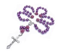 YXBZKGDCNG Rosario in cristallo artificiale con rose rosse, croce cattolica nx