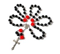YXBZKGDCNG Rosario in cristallo artificiale con rose rosse, croce cattolica nx