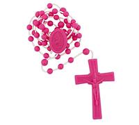 YXBZKGDCNG Rosario rosa con cordoncino, resistente e compatto, da tenere nel portafoglio o nella borsa, ottimo regalo cattolico per la prima riconciliazione e la prima comunione, lunghezza 43,2 cm