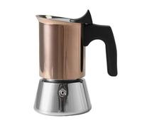 YXCPFEO Moka in Acciaio Inossidabile placcata Oro Rosa da 4/6. for casa/Ufficio/Campeggio. Funziona su fornelli a induzione e a Gas(6cups)