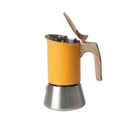 YXCPFEO Moka in Acciaio Inox 4/6, Giallo Opaco. for Uso Domestico/Ufficio/Esterno. Funziona su induzione e Gas(4cups)