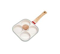 YXCPFEO Padella antiaderente for uova da 4 tazze con coperchio ribaltabile, cuoci-pancake in alluminio spatola e pennello, cottura di hamburger frittate(Beige without cover)