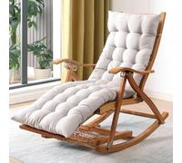 YXCUIDP Sedia Dondolo Reclinabile Pieghevole,Sedia Pigra Imbottita Morbida for Balcone, Piscina, Cortile, Sedia Tempo Libero Legno, Sedia Vecchio(Light Gray)