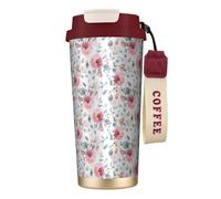 YXDVPALNE Acquerello di flora australiana con eucalipti e fiori rosa,Tazza da caffè in acciaio inossidabile 316 con cordino, bicchiere termico da viaggio per auto, 500 ml