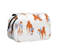 YXDVPALNE Adorabile Akita Inu Astuccio portapenne portatile a doppia conchiglia con cerniera