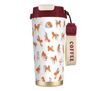 YXDVPALNE Adorabile Akita Inu,Tazza da caffè in acciaio inossidabile 316 con cordino, bicchiere termico da viaggio per auto, 500 ml