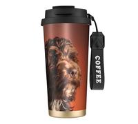 YXDVPALNE Adorabile cane Cockapoo,Tazza da caffè in acciaio inossidabile 316 con cordino, bicchiere termico da viaggio per auto, 500 ml