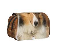 YXDVPALNE Adorabile cane Sheltie Astuccio portapenne portatile a doppia conchiglia con cerniera